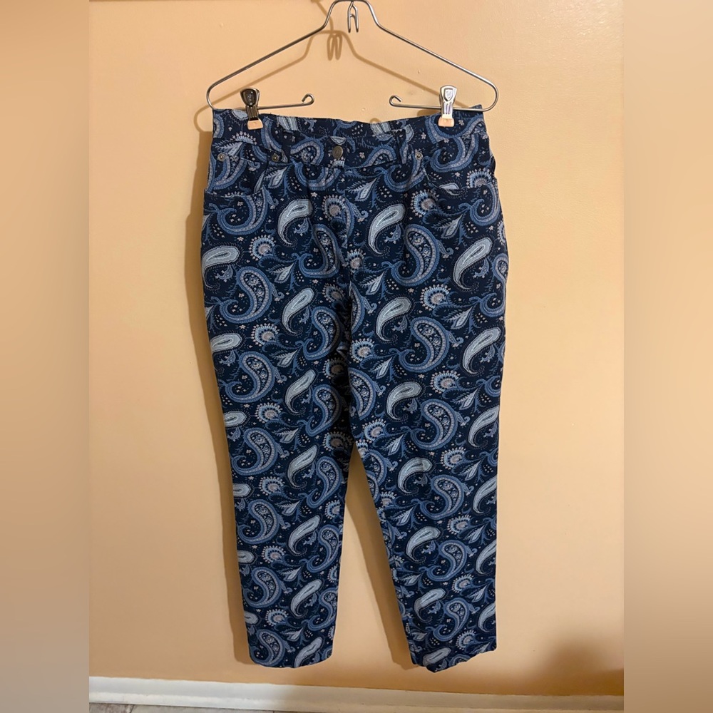 Etro Blue Paisley Straight Leg Pants